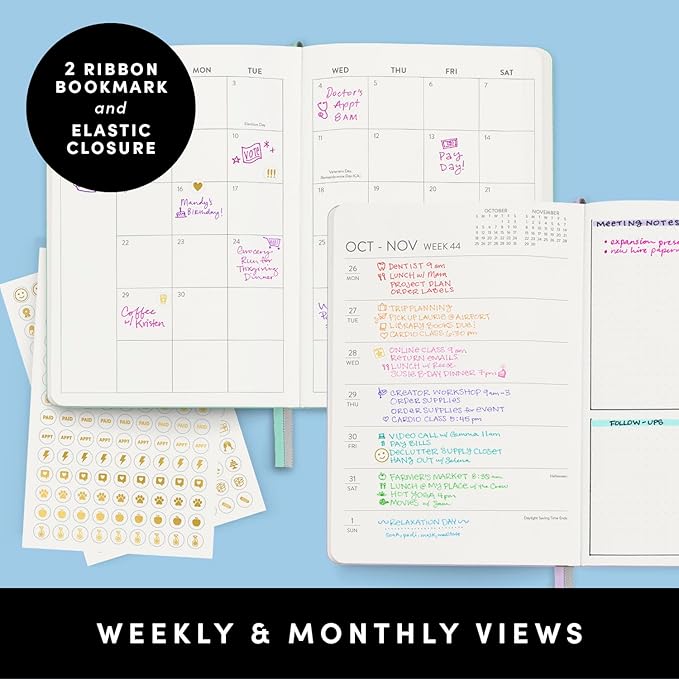 PAPERAGE 2026 Weekly & Monthly Planner, 12 Months (January 2026 - December 2026), 5.6 in x 8 in, Hardcover 2026 Planner with Weekly & Monthly Spreads, Note Pages, Stickers & Back Pocket – Navy
