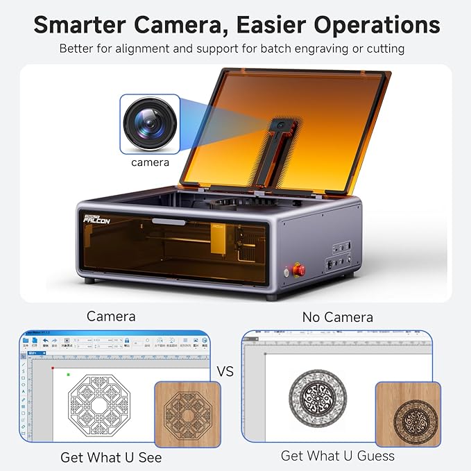Creality Falcon A1 10W Laser Engraver, Enclosed Laser Cutter with Air Assist, HD Camera Positioning, Beginner-Friendly, Class 1 Safety Laser Engraving Machine for Wood and Metal, Acrylic