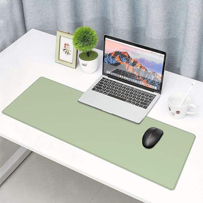 Green Extended Large Gaming Mouse Pad XL 31.5"x11.8" Non-Slip Rubber with Stitched Edges, Long Desk Mat Computer Laptop Writing Mat for Desktop Office Home