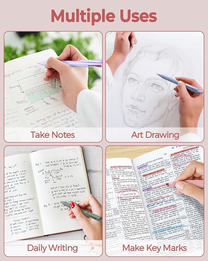 Four Candies 56 PCS Aesthetic School Supplies with Cute Pencil Case, 6 Multicolor Pen, 12 Pastel Highlighters, 5 Gel Pens Black Ink, 9 Mechanical Pencils for Student Stationary Set Preppy Stuff (Pink)