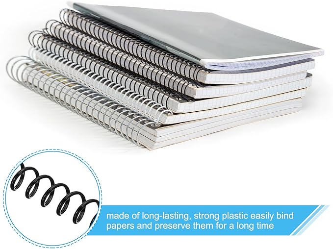 PATIKIL 10mm(3/8") Plastic Spiral Binding Coils, 20 Pcs Binding Spirals 75 Sheet Capacity 4:1 Pitch Binding Spirals for Binding Paper Sheets, Black