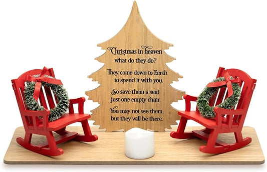 Christmas in Heaven Decoration Gift Christmas Memorial Candle Holders Rocking Chair Ornament Save A Seat Memorial Gift Xmas Decor