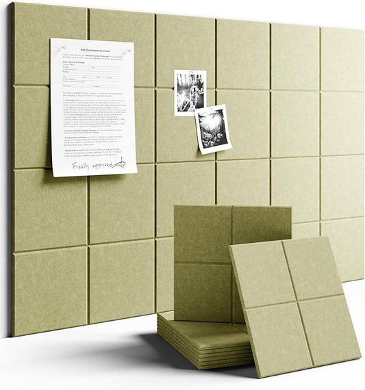 Large Felt Bulletin Board 36" x 24"Cork Board Alternative-6 Pack with 40 Safe Removable Adhesive Tabs, Cork Boards for Walls Cork Board for Home Office Classroom Pin Board-Olive Green