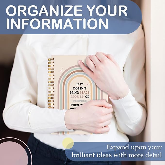 SNNDER Motivational Rainbow Spiral Notebooks, Inspirational Quote Journaling Notebook, Self Care Notebook for Note Taking, Positive Affirmation Gifts for Women, 5.5x8.3 Inch