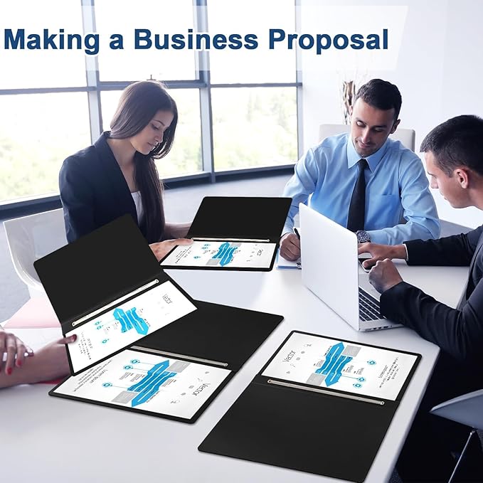 gisgfim 12 Pcs 8.5 X 11'' Pressboard Report Cover 3" Capacity Prong Clip Report Cover Metal Prong Fastener with Compressor Letter Size Presentation Report Folder for Bind Proposal Document