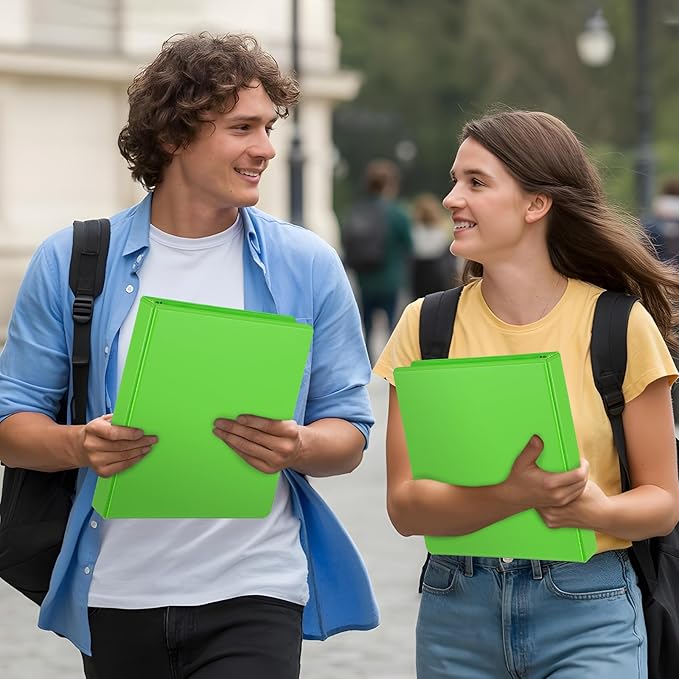 ViVin Sturdy 1.5 Inch 3 Ring Binder with Pockets, Slant-D Ring, PVC-Free, Customizable Clear View Binder,Holds 350 Sheets of 8.5" x 11" Paper, 6 Pack (Ivy Green)