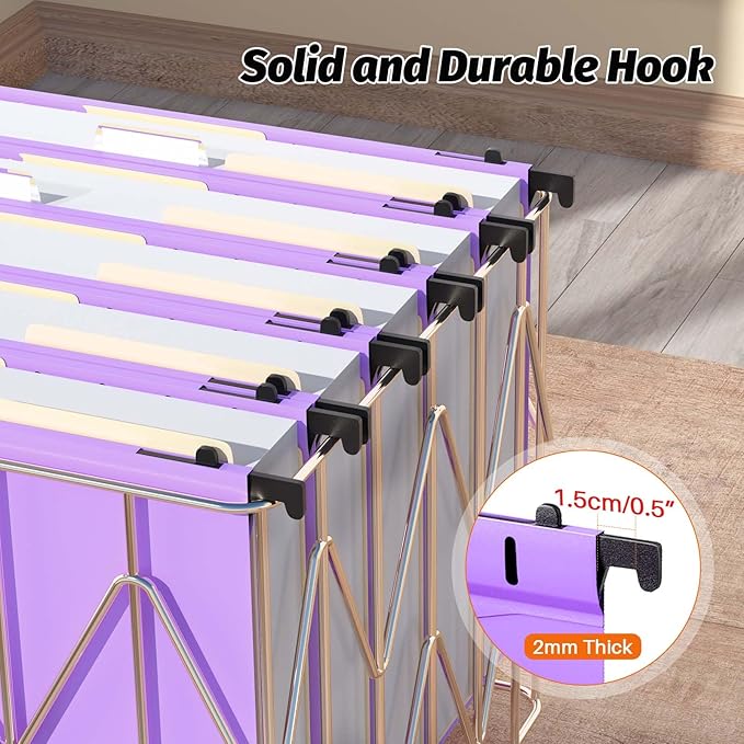 Extra Capacity Plastic Hanging File Folders,12 Pack Reinforced Hang Folders,Heavy Duty 2 Inch Expansion,Plastic Filing Cabinet Folders,Letter Size,Designed for Bulk Files, Medical Charts,Purple