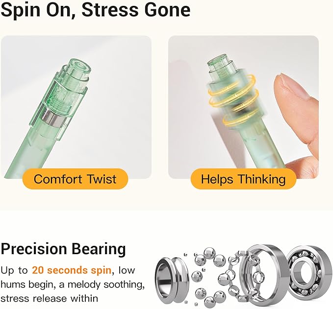 Leven Fidget Spinning Gel Pens Pack of 3, Stress Relief 0.5mm Black Ink Pens, Fine Point Smooth Writing Ballpoint Pen, Quick Dry for Journaling Office School Minimalistic