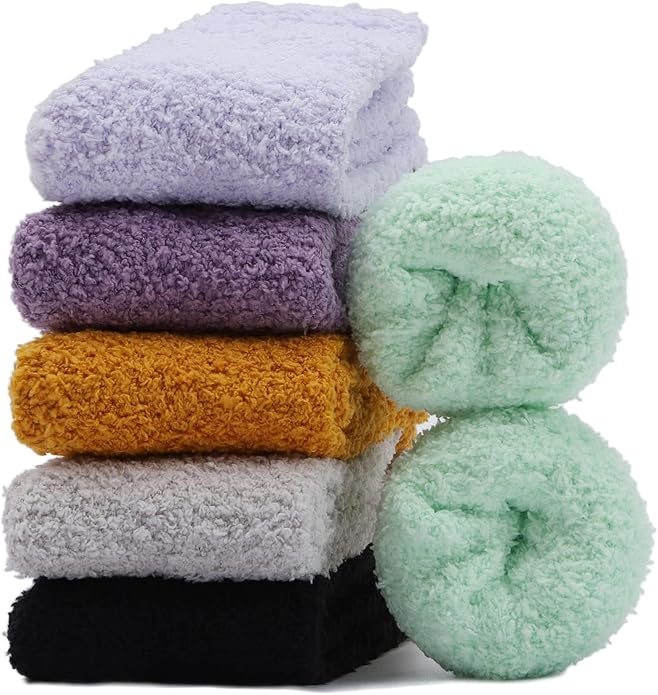 Womens Fuzzy Socks Microfiber Soft Cozy Warm Slipper Sleeping Winter Sock Fluffy Cabin Plush Stocking Stuffers
