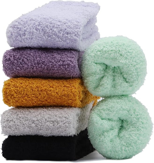 Womens Fuzzy Socks Microfiber Soft Cozy Warm Slipper Sleeping Winter Sock Fluffy Cabin Plush Stocking Stuffers