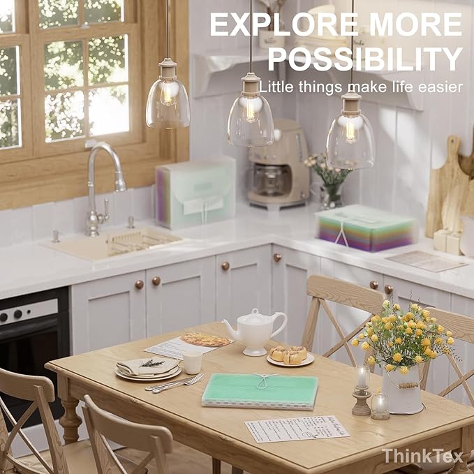 ThinkTex Accordion File Organizer, 12 - Pocket Expanding File Folders for Paper Receipts, Bills&Taxes Organizer, Letter/A4 Size Document Holder for School, Office, Home with Colorful tabs - Green