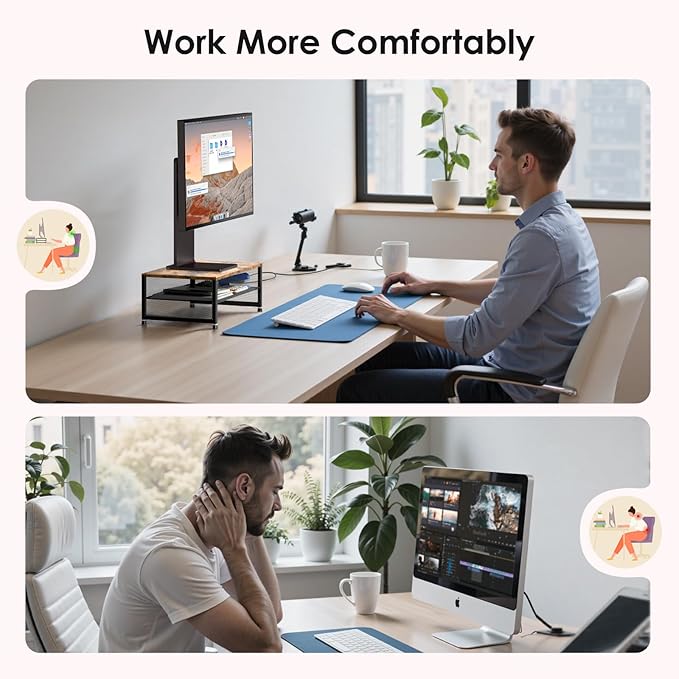 Computer Monitor Stand Riser, Desk Organizers and Accessories, Printer & Laptop Stand, Office Desk Accessories & Desktop Workspace Organizers for Office Supplies (Brown)