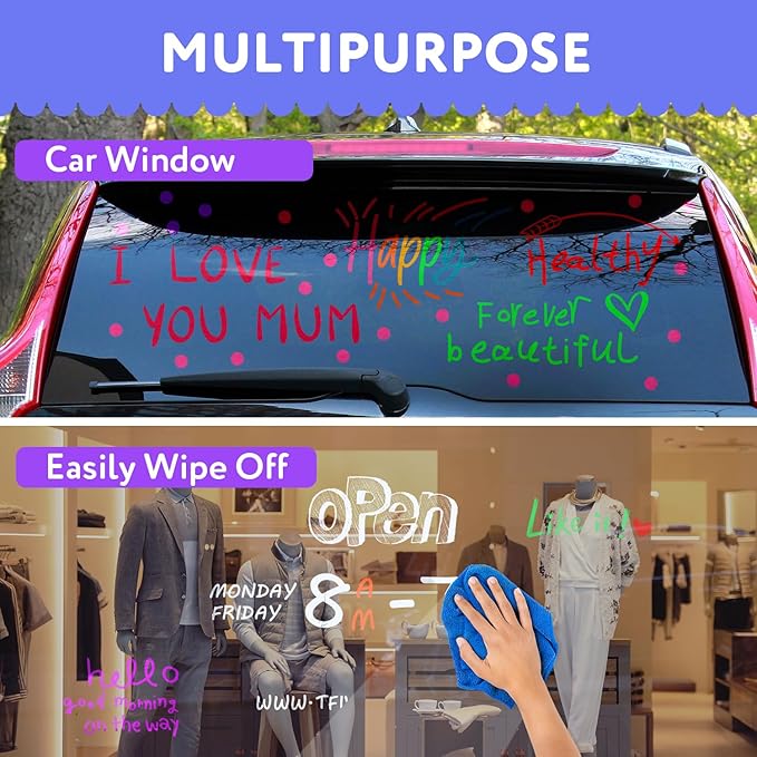 TFIVE Orange Liquid Chalk Markers - 2 Pack Bright Colors Erasable Chalk Marker Pens, Reversible Tip, Non-Toxic, for Chalkboards, Signs, Glass, Easy to use Chalk markers TF800