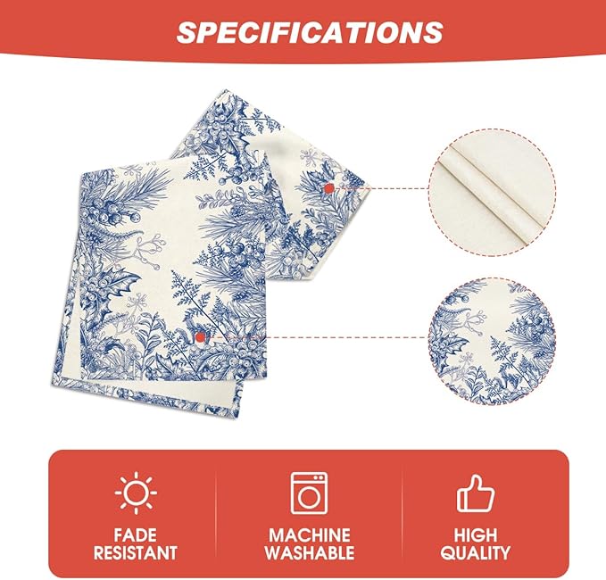 Artoid Mode Monochrome Sketch Holly Pine Cone Christmas Table Runner, Seasonal Winter Kitchen Dining Table Decoration for Home Party Decor 13x72 Inch