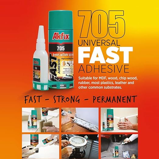 Akfix-GA060 705 Fast Adhesive CA Glue (1.76 oz.) with Activator (6.76 fl oz.) [Clear Super Glue Adhesive and Accelerator Spray] - 3 Pack