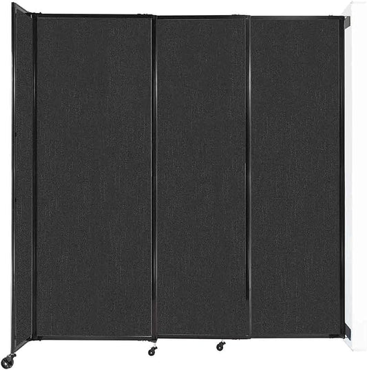 Wall-Mounted Sliding StraightWall Room Divider | Adjustable Widths | Locking Wheels | Room Separator | Up to 7'2" Wide x 7'6" Tall Black Fabric Panels