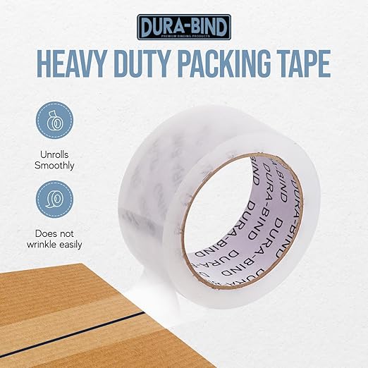 Heavy Duty Clear Packing Tape 1.8 Inch x 60 Yards. Bulk Package. Tough Transparent Packing Tape Refills for Shipping, Moving, Mailing, and All Box Types. Professional Grade.