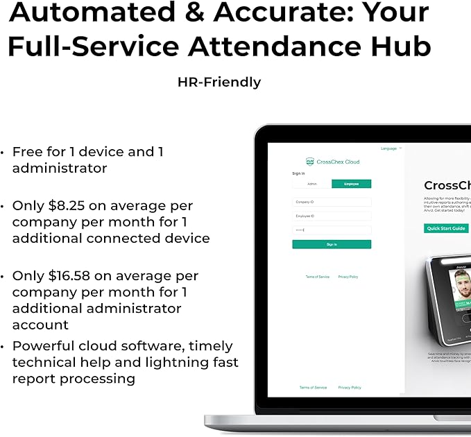 ANVIZ Time Clocks for Employees Small Business - FacePass 7 Pro Biometric Clock in and Out Machine - Face + RFID + Pin Punching in one, Support Door Access, Forever Free Cloud Software