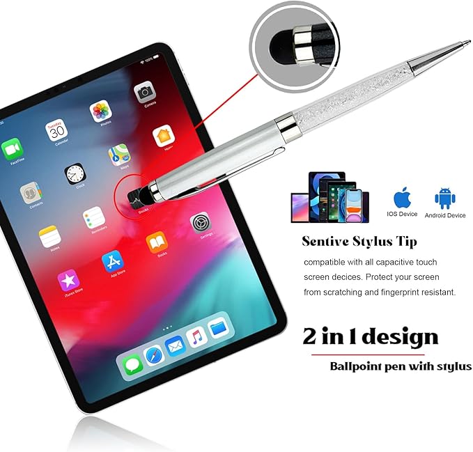 Personalized Ballpoint Pens, Quality Metal Crystal Pens - Custom your Name or Message, Wiht 10 Black Ink Refills Stylus pens Gift for Office, Anniversaries, Graduations, Birthdays 12pcs/Pack