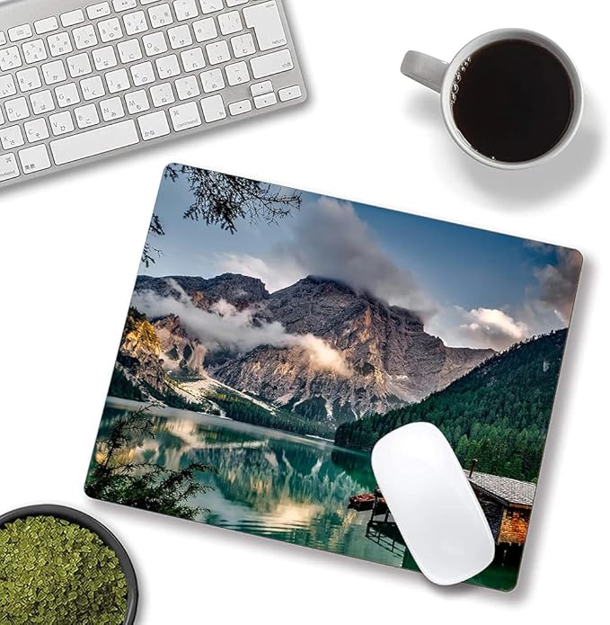 Hokafenle Mouse Pad, Natural Mountains Landscape Mouse Pad, Computer Mouse Mat Square Waterproof Mousepad Non-Slip Rubber Base MousePads for Office Home Laptop