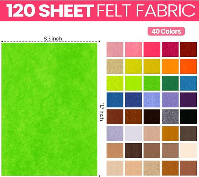Reginary 120 Pcs 8 X12 Inch & 8 x 35 Inch Felt Sheets for Craft 40 Assorted Color Felt Squares Stiff Paper for Back to School Fall Thanksgiving Halloween Xmas DIY Craft Sewing Patchwork(Brown)
