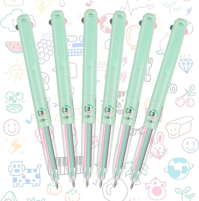 Woomer 3-in-1 Multicolor Gel Pens, Retractable Ballpoint Pen, 0.5mm Gel Pens Fine Point Smooth Writing Pens 6 PCS, Cute Nurse Pens Retractable Pens for Journaling Home, Office, Note-taking, Teacher