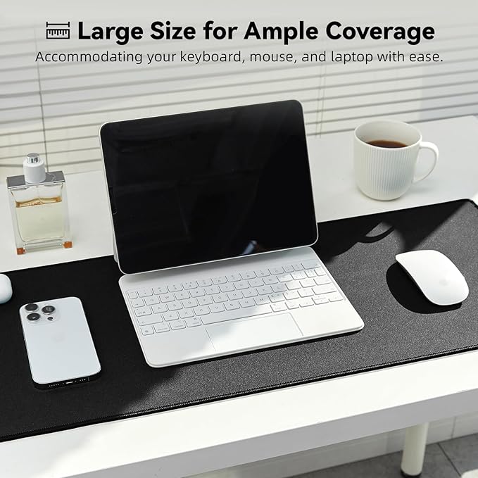 Waterproof Large Gaming Mouse Pad with Durable Stitched Edges, Non-Slip Rubber Base, Big Computer Keyboard Mouse Mat Desk Pad for Home Office Gaming Work, 31.5"x11.8"x0.16", Black