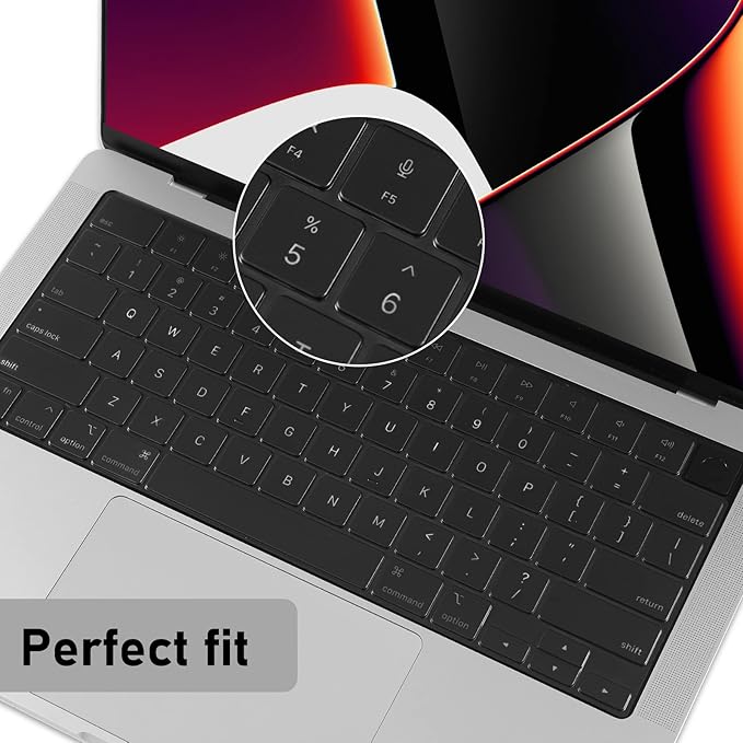 EooCoo Premium Keyboard Cover Skin Ultra Thin Protector, Compatible with M5 MacBook Pro 14" 16" M4 M3 M2 M1 Pro Max Chip, 2025-2021 MacBook Air 15" 13.6" M4 M3 M2 Chip, Tinted