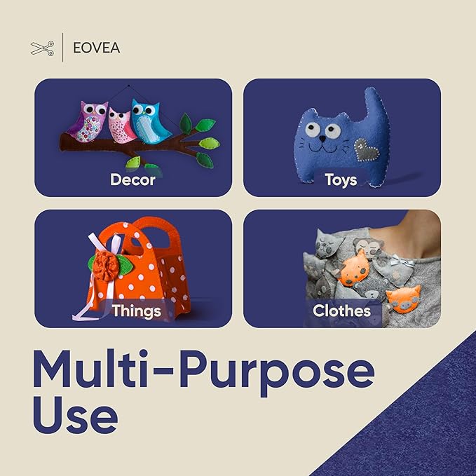 EOVEA | Acrylic Felt Fabric by The Yard - Non-Stiff, Soft Material - 72" Wide - 1.6mm Thick Felt Sheets for DIY Crafts, Sewing, Upholstery, Cushion, Padding(Navy Blue, Half Yard)