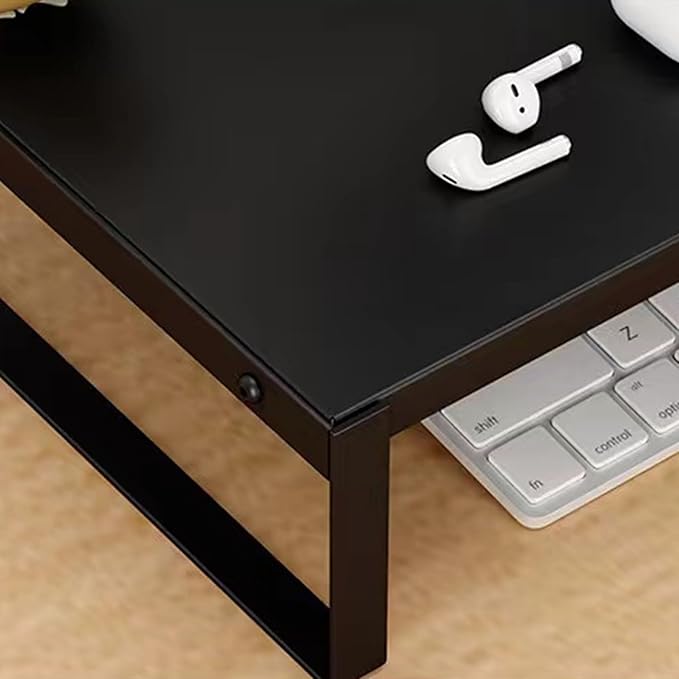 Adjustable Metal Monitor Stand - 11.6"-21.3" Ergonomic Desktop Riser for Computer/Laptop/TV, Heavy-Duty Office Shelf with Space-Saving Design (Black)
