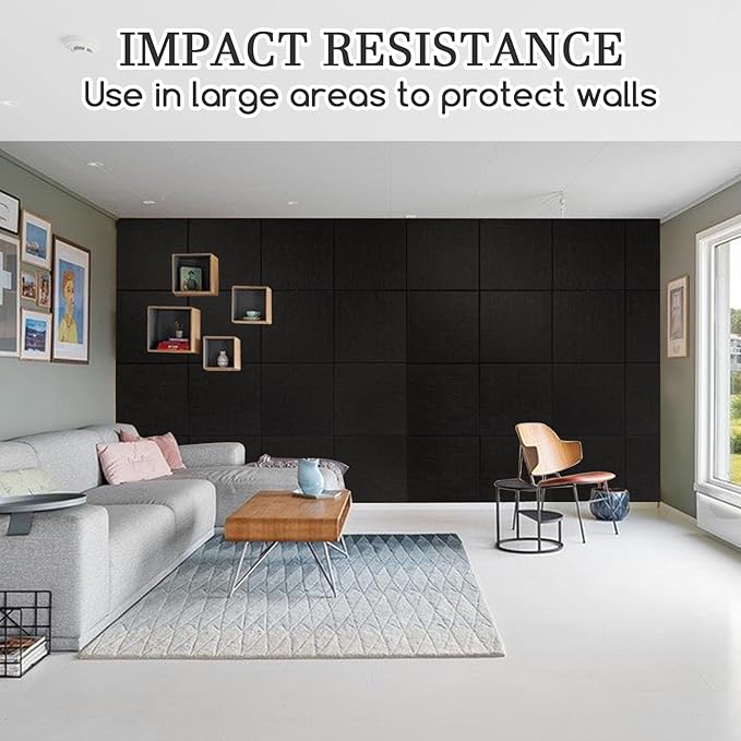 Large Cork Board Alternative, 12 Pack Felt Board with Safe Removable Adhesive Tabs Felt Wall Tiles, Large Cork Boards for Walls, Cork Board for Home Office, Pin Boards for Walls, Black