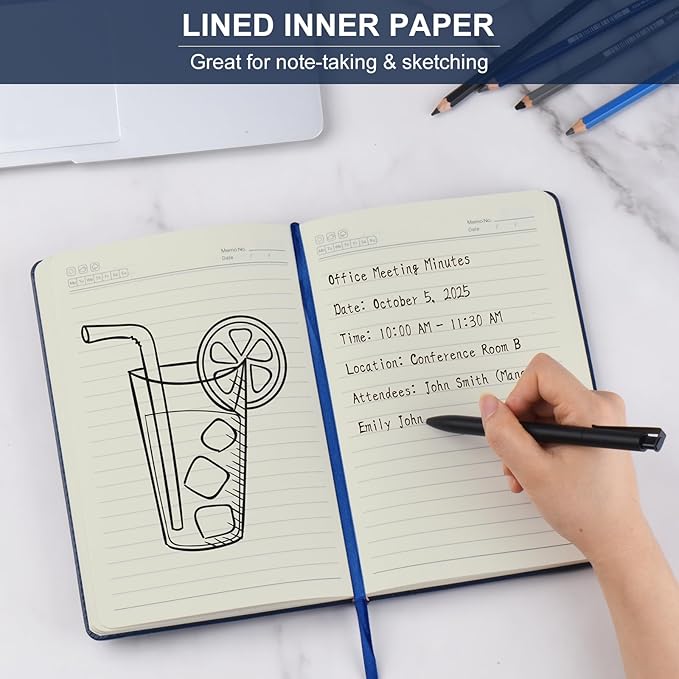 ZCZN 6 Pack Lined Journal Notebooks, 192 Pages A5 Hardcover Leather Journals for Work,Writing,School & Travel, College Ruled Journaling Notebooks for Notes Taking,Diary Notepad (Blue*6)