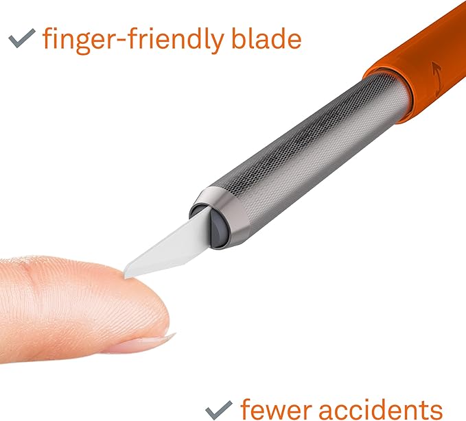 Slice 10518 Craft Knife, Finger-Friendly Edge, Safer Choice, Never Rusts, Lasts 11x Longer Than Metal, Precision Cutting, Never-Lost Safety Cap