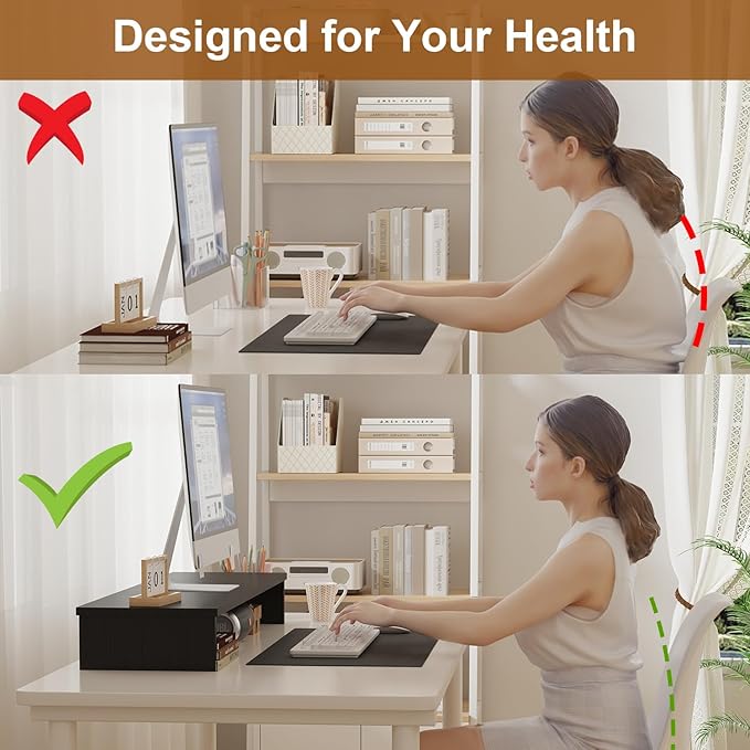 Dual Monitor Stand Riser for Desk with LED Lights, Large Computer Monitor Stand for 2 Monitors, Desk Shelf for Top of Desk, Desktop Organizer for Computer, Laptop, Printer, TV