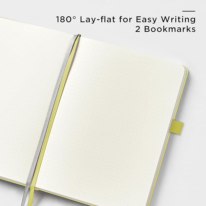 &And Per Se Dotted Journal Notebook, A5 Hardcover Bullet Dotted Journal, 160 Pages 100 gsm Thick Paper, 3 Sheets of Stickers Included - 5.7'' x 8''（Lime Green）