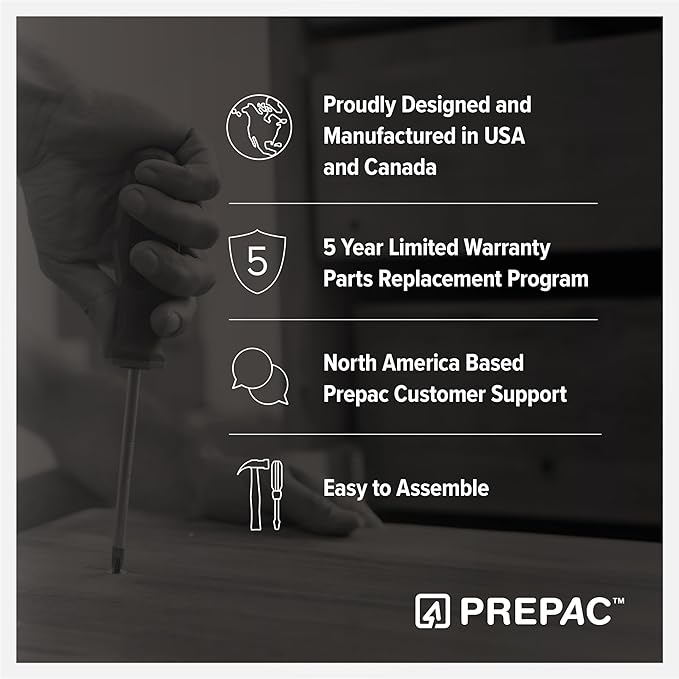 Prepac Moda 5-Tier Tall Wooden Bookcase, Black Storage Cabinet, Display Cabinet, Bookshelf with Storage Shelves 31.75" W x 80" H x 12" D for Home Office, Living Room, Bedroom Organizer