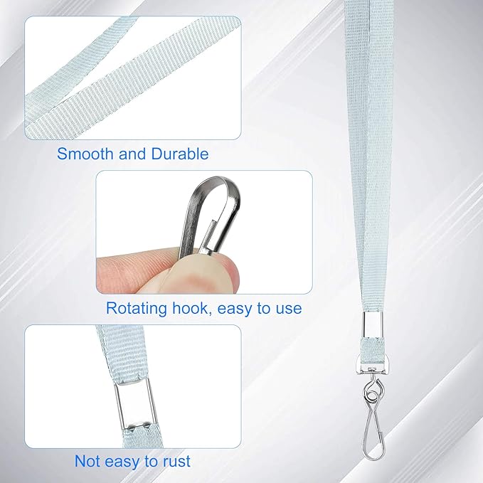Silver Lanyards Bulk 50 packs Lanyards for ID Badges,Lanyards with Swivel Hook Clips for Name Tag Lanyard ID Holder