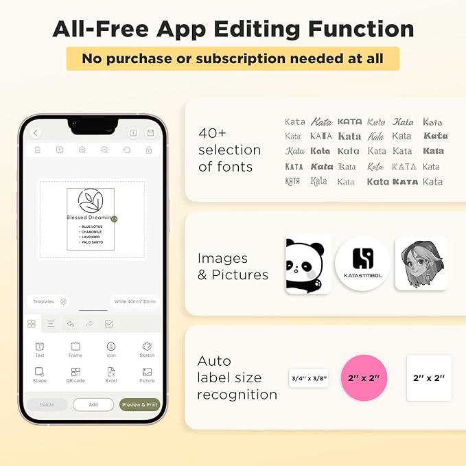 SUPVAN T50M Pro Bluetooth Label Maker Machine with Tape, Wide Waterproof Label, Versatile App with 40 Fonts and 650+ Icons, Inkless Labeler for Home, Kitchen, School, Office Organization, Black