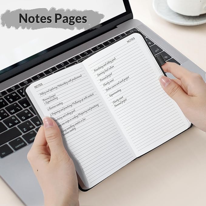 SUNEE 2026 Pocket Weekly Planner for Purse 3.5" x 6" - 12 Month (January 2026 - December 2026), Small Size Planner, Hardcover, Notes, Pocket, 100 GSM Paper, Black