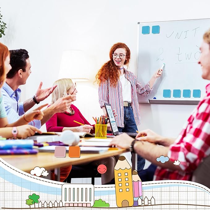 TaoBary 96 Pack Mini Dry Erase Erasers Bulk Magnetic Whiteboard Dry Erasers Classroom Supplies Whiteboard Chalkboard Cleaner for Teacher School Office, 1.97 x 1.97 Inch(Iight Blue)