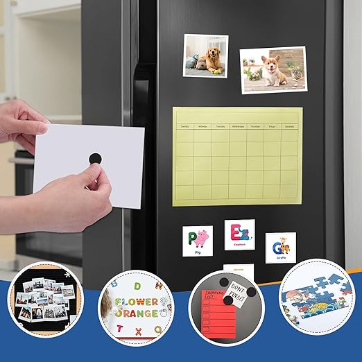 DIYMAG Magnetic Dot with Self Adhesive, 60Pcs 0.8 x 0.04inch Round Magnets Magnetic Tape Flexible Magnet Sheets with Adhesive for Crafts, Photos and Die Storage Easy Peel and Stick