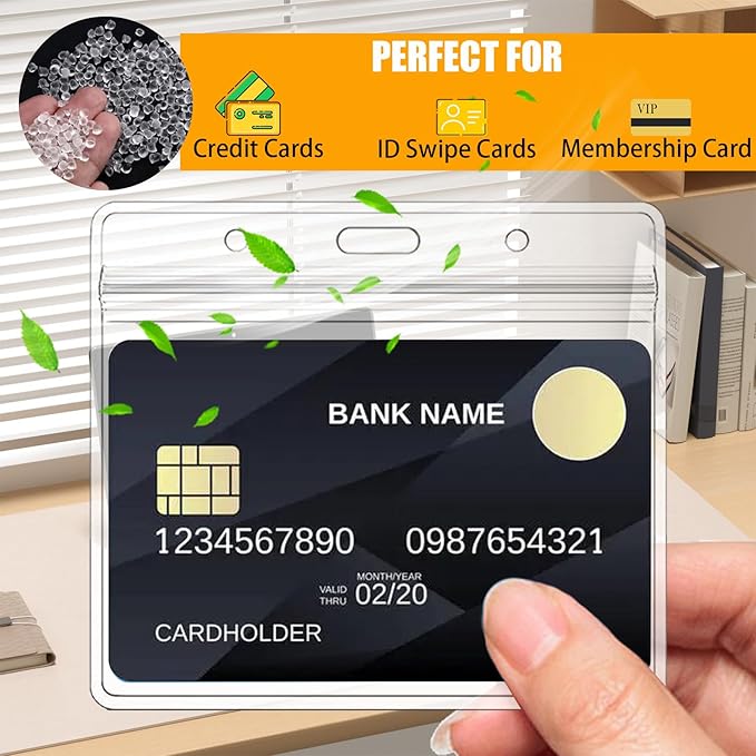 300 Pack Extra Thick Horizontal ID Badge Holder, Name Badge Holder, Name tag Holder with Waterproof Type Resealable Zip