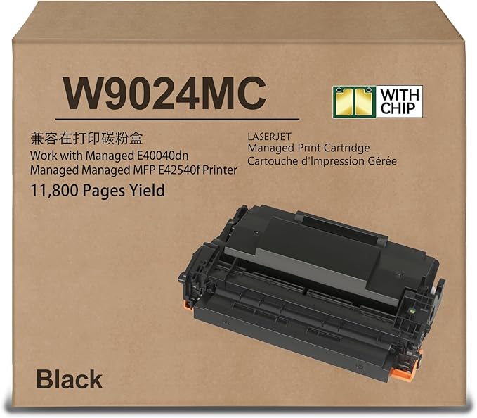 High Yield W9024MC Black Toner Cartridges [with chip] Compatible for HP W9024MC Toner for LJ Managed E40040dn Managed MFP E42540f Printer (11,800 Pages )