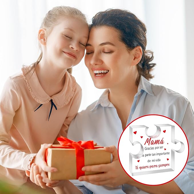 Yopyame Spanish Mom Birthday Gifts - Regalos para Mamá Decorative Acrylic Puzzle Plaque Keepsake Paperweights Gifts for Mom in Spanish Christmas Mothers Day Ideas Gifts for Mom from Daughter Son