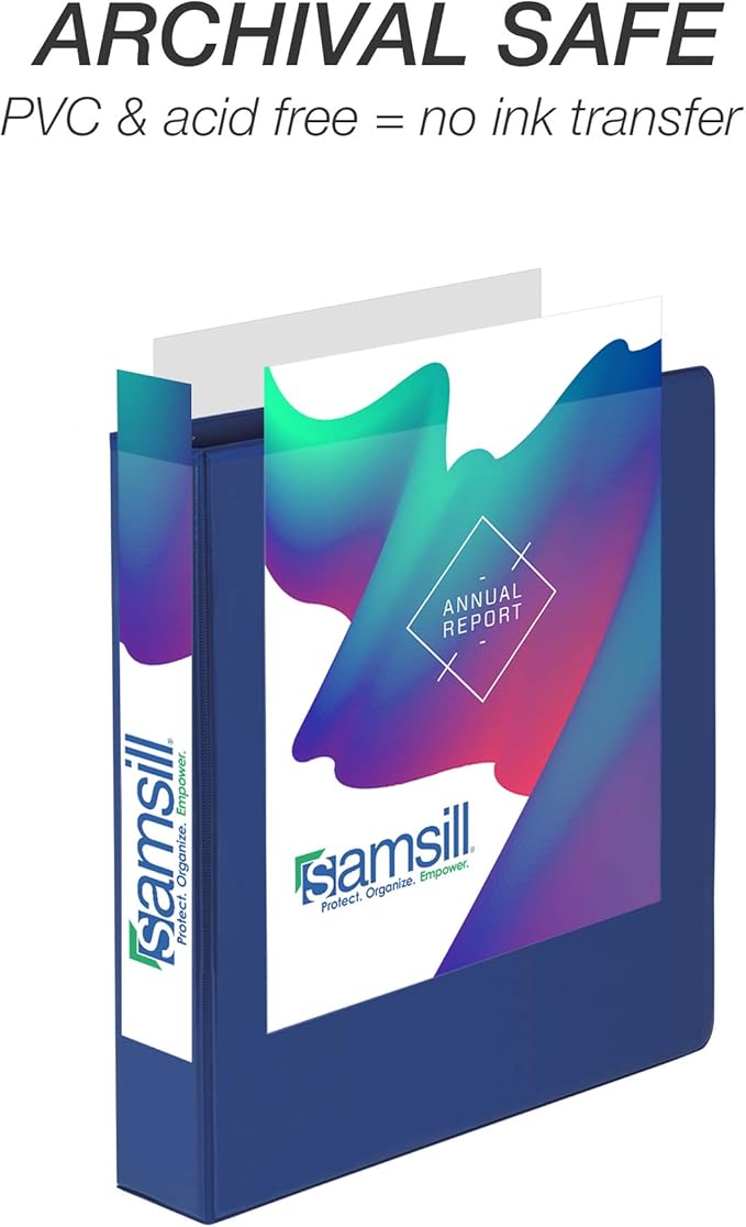 Samsill Durable 1.5 inch 3 Ring Binder, Made in USA, D Ring Binder, FSC 100% Recycled Chipboard, Blue, 4 Pack