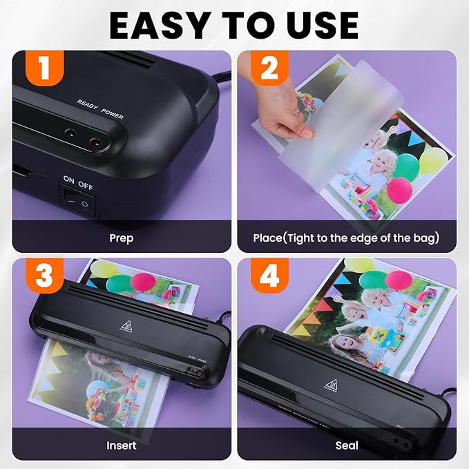 CAREGY 9-Inch Thermal Laminator Machine for Documents and Photos, Easy to Use for Office, School, Business and Home- Black