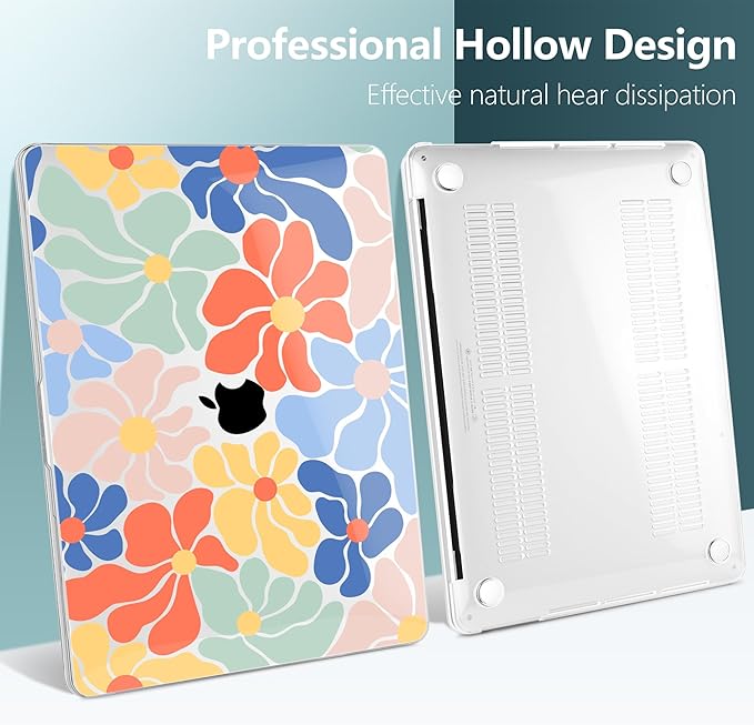 TWOLSKOO Compatible with MacBook Pro 13 inch Case 2023-2016 A2338 M2/M1 A2251 A2289 A2159 A1989 A1706, Plastic Hard Shell Cover & Keyboard Skin & Screen Protector, Chamomile Blue
