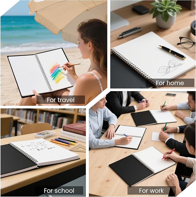 Blank Spiral Notebook 8.5" x 11"-4 Pack unlined spiral notebook Blank Journal A4 Unlined Journals for drawing