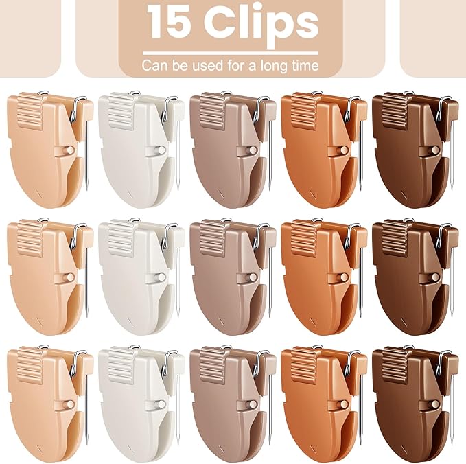 15 Pcs Cubicle Clips Fabric Panel Cubicle Accessories Fabric Partition Panel Wall Clip Office Photos Wall for Notes Memos Standard Size, 40-Sheet Capacity (Brown)