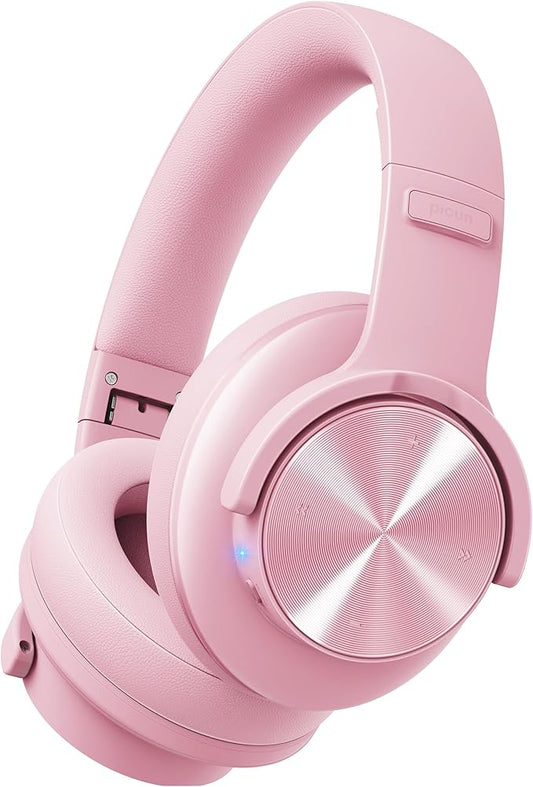 Picun B8 Headphones Wireless Bluetooth, 120H Bluetooth Headphone Over Ear with 3EQ Music Modes, Hands-Free Calls, Deep Bass Headphones for Travel Home Office Cellphone PC (Pink)
